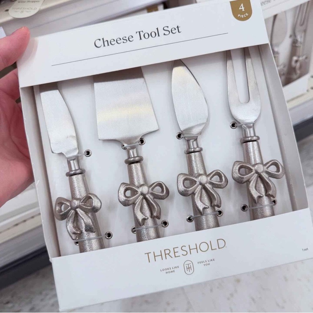 Threshold Silver Cheese Knife Set with Bow Handles